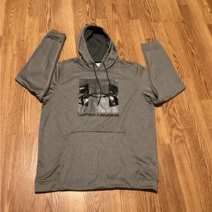 Underarmour men’s big logo hoodie sweatshirt size L classic gray color pullover